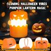LED Halloween Pumpkin Lantern with Lanyard Collapsible Outdoor Lantern Rechargeable Pumpkin Headlamp Set for Outdoor & Indoor