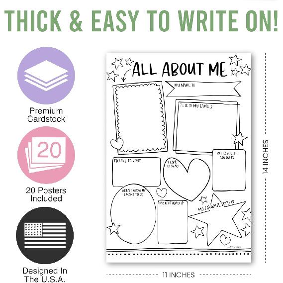Hadley Designs All About Me Posters Elementary - 20 Star of The Week Poster, All About Me Posters Preschool & Kindergarten, Star Student Poster,