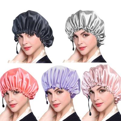 Hair Styling Accessories Head Cover Sleep Bonnet Night Hair Cap Reversible Satin Bonnet Shower Cap