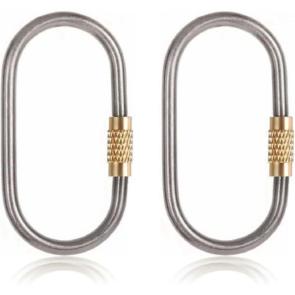 JOGOAUTO Titanium Carabiner Clips with Titanium Key Rings,Key Chains for car Keys, Small Locking carabiners Clips Mini,Quick Release Keychain,J451