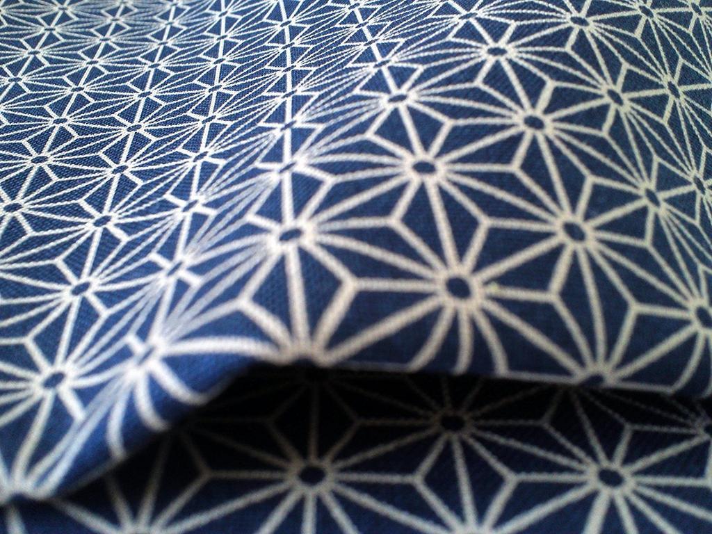 Fujin Club Sheeting with Hemp Leaf 108cm Wide Japanese-style Print, (Navy, 1m50cm)