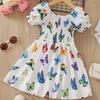 Girls' Summer Butterfly Print A-Line Dress