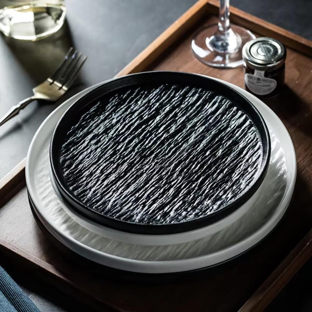 Round Western Food Plate Stone Grain Fruit Salad Plate Durable Dumpling Plate  Kitchen