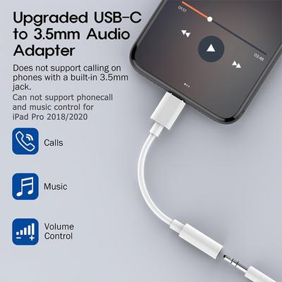 USB Type C uz 3,5 mm austiņu ligzdas audio adapteris USB C uz 3,5 Aux audio kabelis iPhone 16 15 Pro Max Plus iPad Samsung MacBook