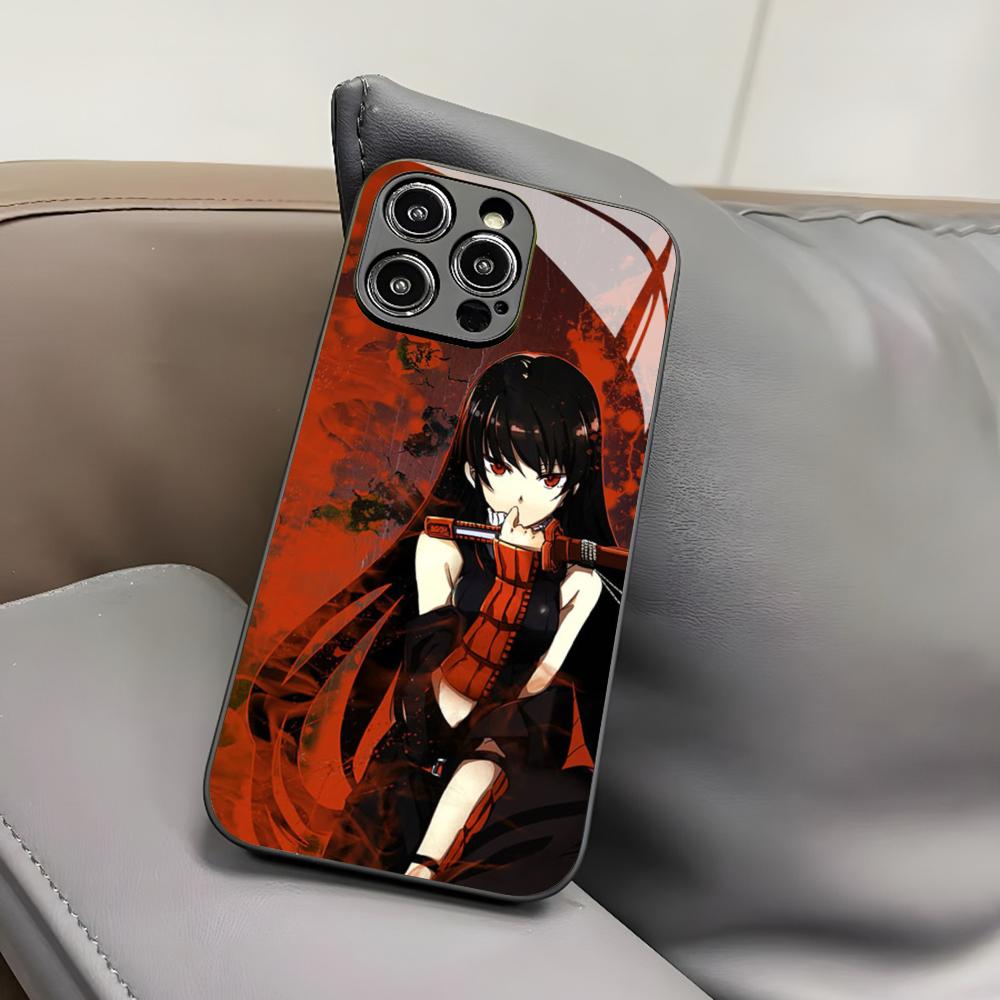 

Anime Akame Ga Kill Logo Phone Case for Iphone 17 Air 16 15 14 12 11 13 Pro Max Mini X Xr Xs Puls Black Glass Cover iPhone 14 Pro