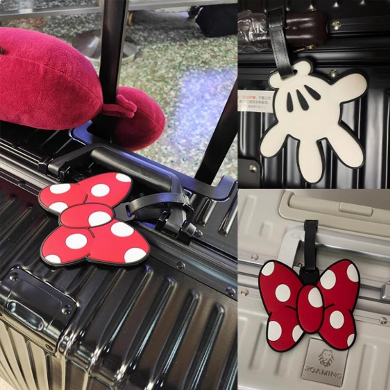 Kawaii Disney Minnie Mickey Mouse Luggage Label Cartoon Luggage Tag Suitcase ID Address Holder Baggage Boarding Portable