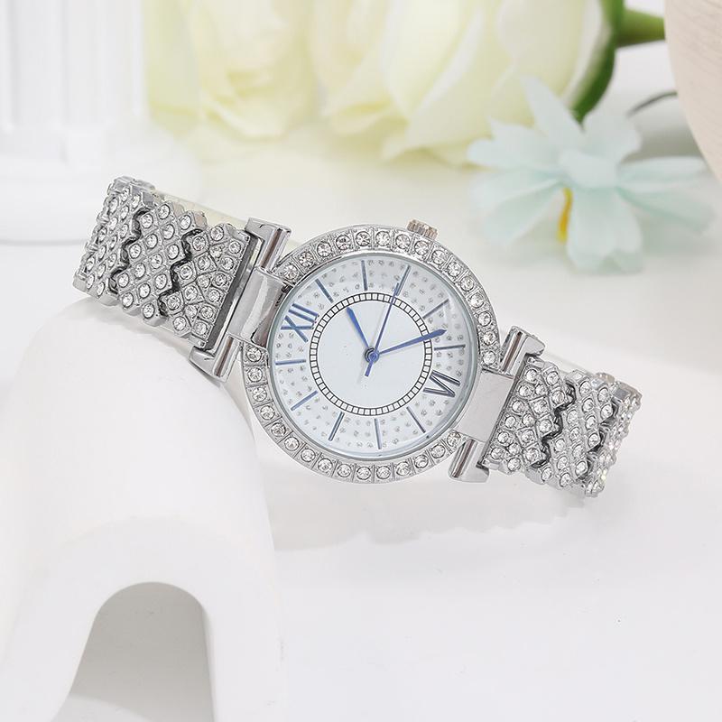 5 STÜCKE Personalisierte Luxus Diamanten Damen Zeiger Digitale Quarzuhr Herzform Weiblichen Anhänger Halskette Armband Ohrringe Schmuck-Set