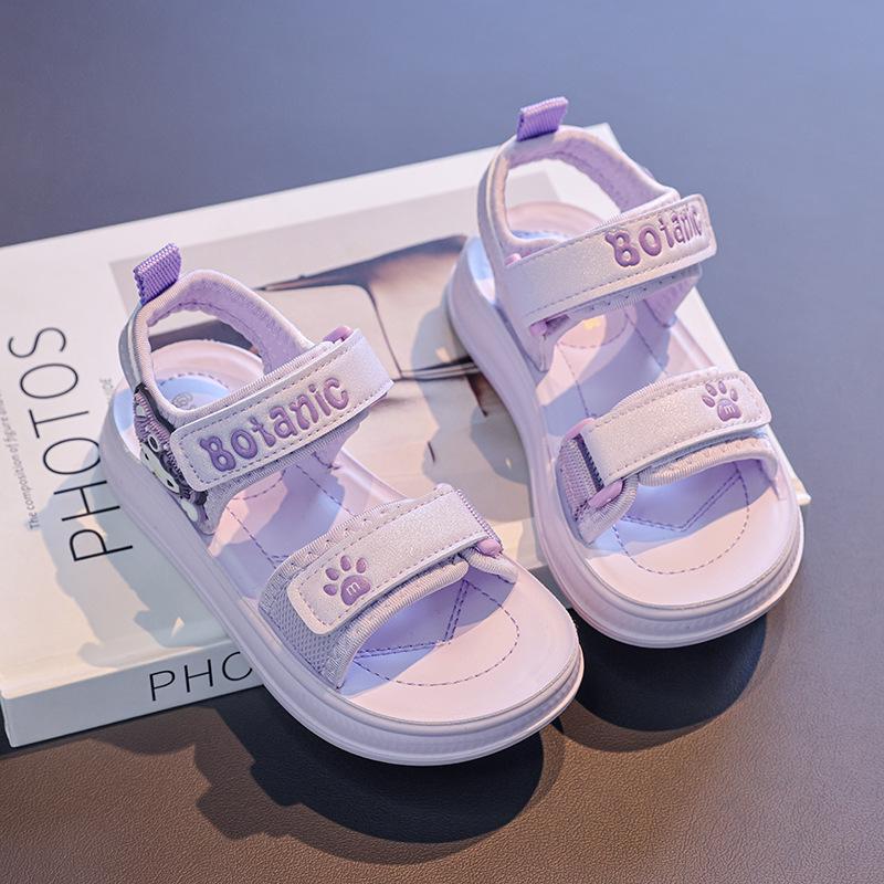 Sandálias Abertas com Velcro para Crianças Verão 2025 - Design Fofo de Gatinho para Meninos e Meninas