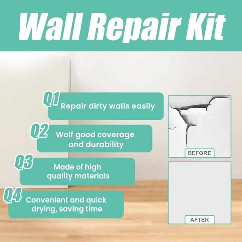 Crème de Réparation Murale Enduits de Réparation pour Plaques de Plâtre Solution Professionnelle pour Réparer les Trous dans les Murs 100g/Bouteille Enduits