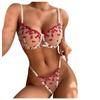 Ladies Sexy Solid Color Lace Sling Bra Lace-Up Panties Two-piece Split Sexy Suit With Steel Ring