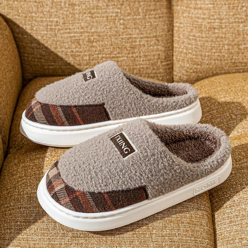 Cotton slippers home autumn and winter warm shoes platform cotton shoes plush slippers couple non-slip indoor cotton mop