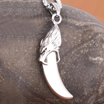 Fashion Stainless Steel Wolf Tooth Necklaces Vintage Punk Lion Tooth Pendant Nordic Lobo Amulet Men Chains Jewelry