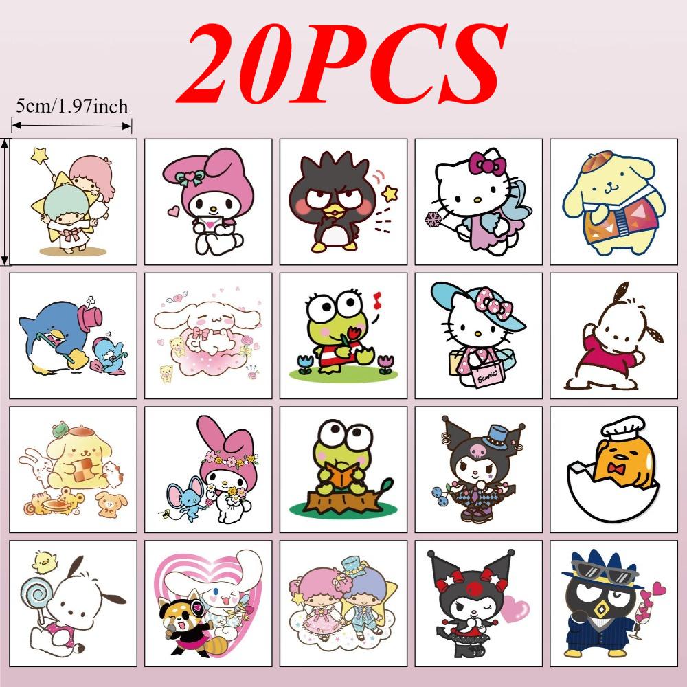 

New 20Pcs Kuromi Tattoo Stickers For Children Waterproof Tattoos Temporary Fake Tattoo Summer Surfing Body Art Tattoos Gift