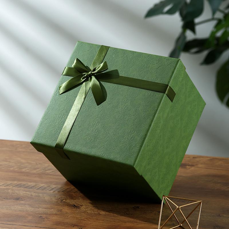 Large Square Solid Color Birthday Gift & Souvenir Box with Handle