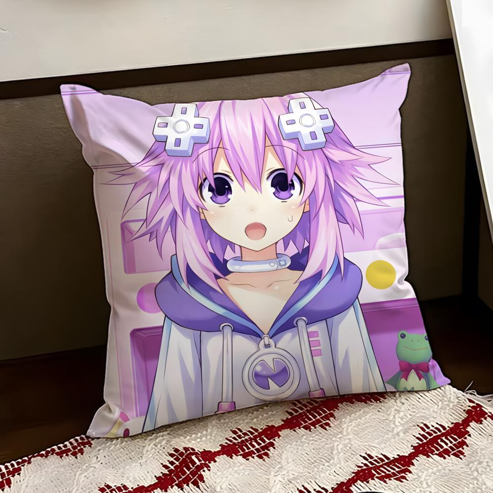 Hyperdimension Neptunia Cute Cushion Cover Reversible Soft Durable Pillow Cover Home Car MultiScene Use for Daily Comfort