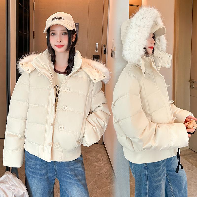 Winter new tooling Parker cotton-padded clothes women's college wind thickened warm loose hooded big fur collar cotton-padded jacket