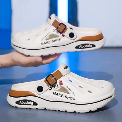 Fashion 2025 Summer Slippers Men Clogs Non-slip Thick-soled Casual Shoes Outerwear Beach Soft-soled Baotou Slippers Men's Sandals