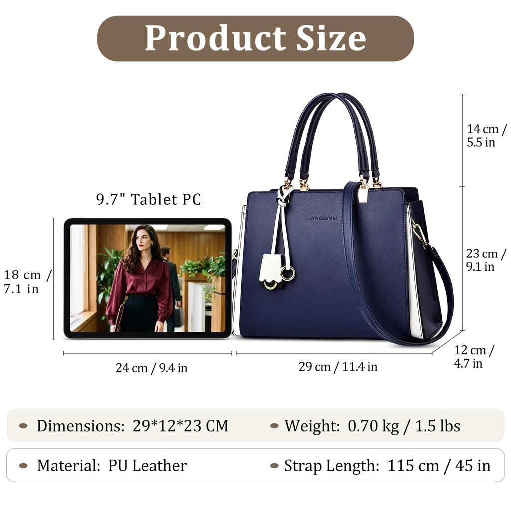 FORRICA Elegant Shoulder PU Leather Messenger Tote Suitable for Travel and Blue Women's Handbag, Bag, Bag, Bag, Shopping,