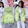 Fashionable and Loose Women's Short Down Jacket with Bright Surface for Winter