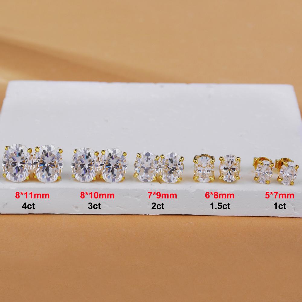 0.5-5ct Oval Cut Moissanite Stud Earring for Women D Color Sparkling Diamond 925 Silver Ear Studs Party Jewelry Gifts