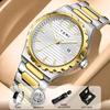 New 4PCS Luxury Men Watch Gift Set High Quality Steel Strip Striped Dial Calendar Men Quartz Watch Clock Gifts Reloj