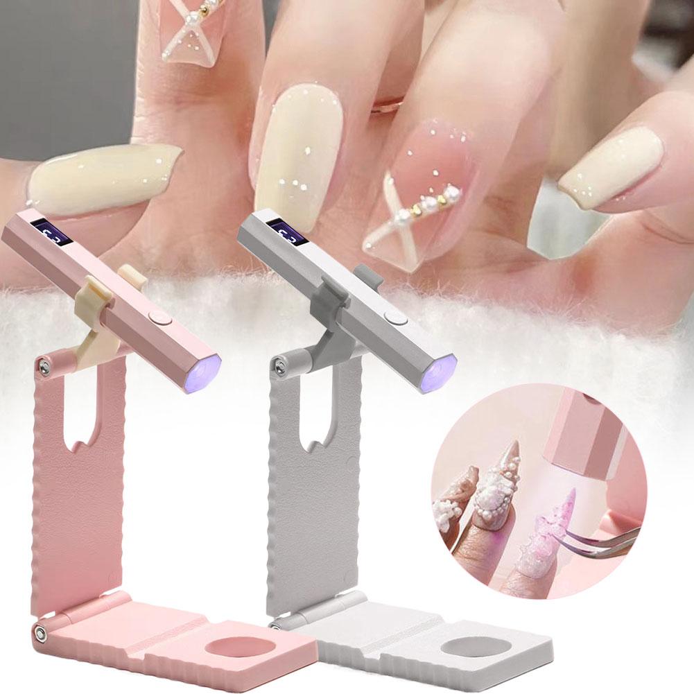 Cordless Nail Lamp with Stand Handheld UV Light with LCD Display for Gel Nails Rechargeable USB Nail Dryer for Fast Curing