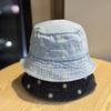 New vintage washed denim fisherman hat for women, cute small flower pot hat for spring and summer, versatile and face-slimming, trendy sun hat