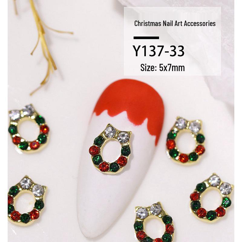 Christmas Alloy Nail Art Decor: Cartoon Santa, Bells, Reindeer, Snowflakes & Rhinestone Accessories