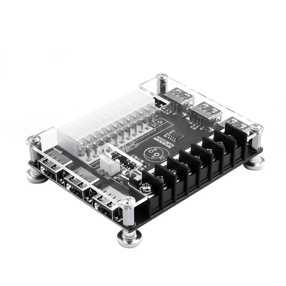 24 Pins ATX Power Supply Breakout Board and Acrylic Case Kit Module Adapter Power Connector Support 3.3V/5V/12V 1.8V-10.8V(ADJ)