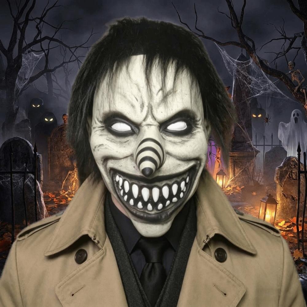 Full Face Spiral Clown Head Cover Spooky Terrifying Cosplay Mask Haunted House