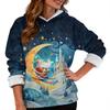 Women's Fashionable Casual Long-Sleeved Christmas Print Fleece-Lined Thick Hooded Sweatshirt