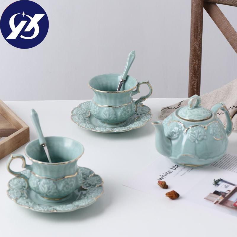 Coffee Cup Flower Teacup Set Household Small Luxury European Style British American Simple Ins Drinking Cup Nordic  Gh-end