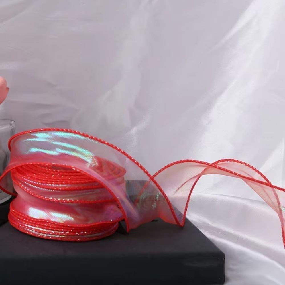 

40 мм Лента из пряжи «рыбий хвост» с бусинами, градиент/плиссе/магическая/с золотым краем, DIY декор красный