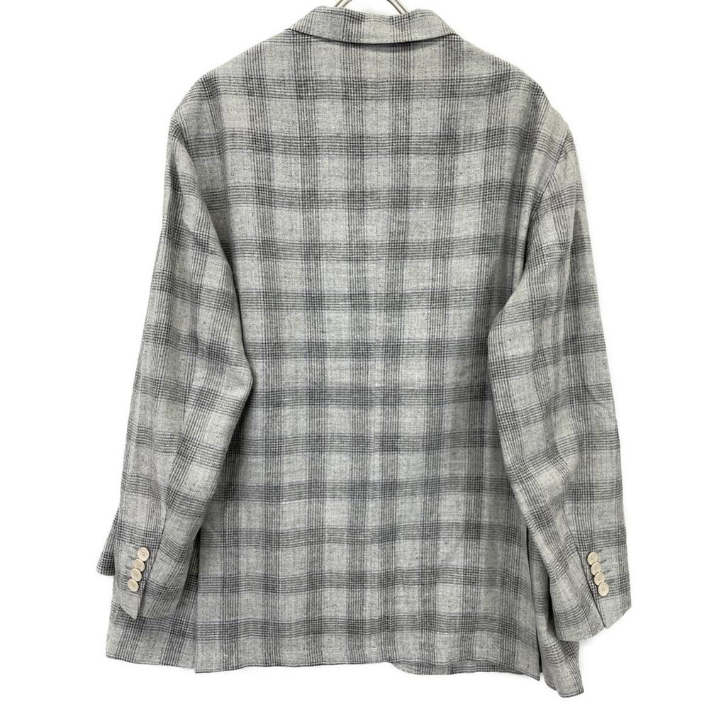 ETRO 2010 Gray Silk Linen Wool Glen Check 2B Tailored Jacket Jacket 60 grayUsed