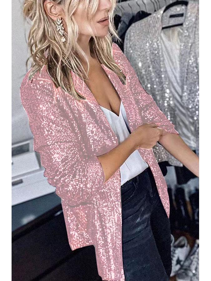 European and American Women s Sequined Long-Sleeve Autumn/Winter Blazer, 2026 Collection S