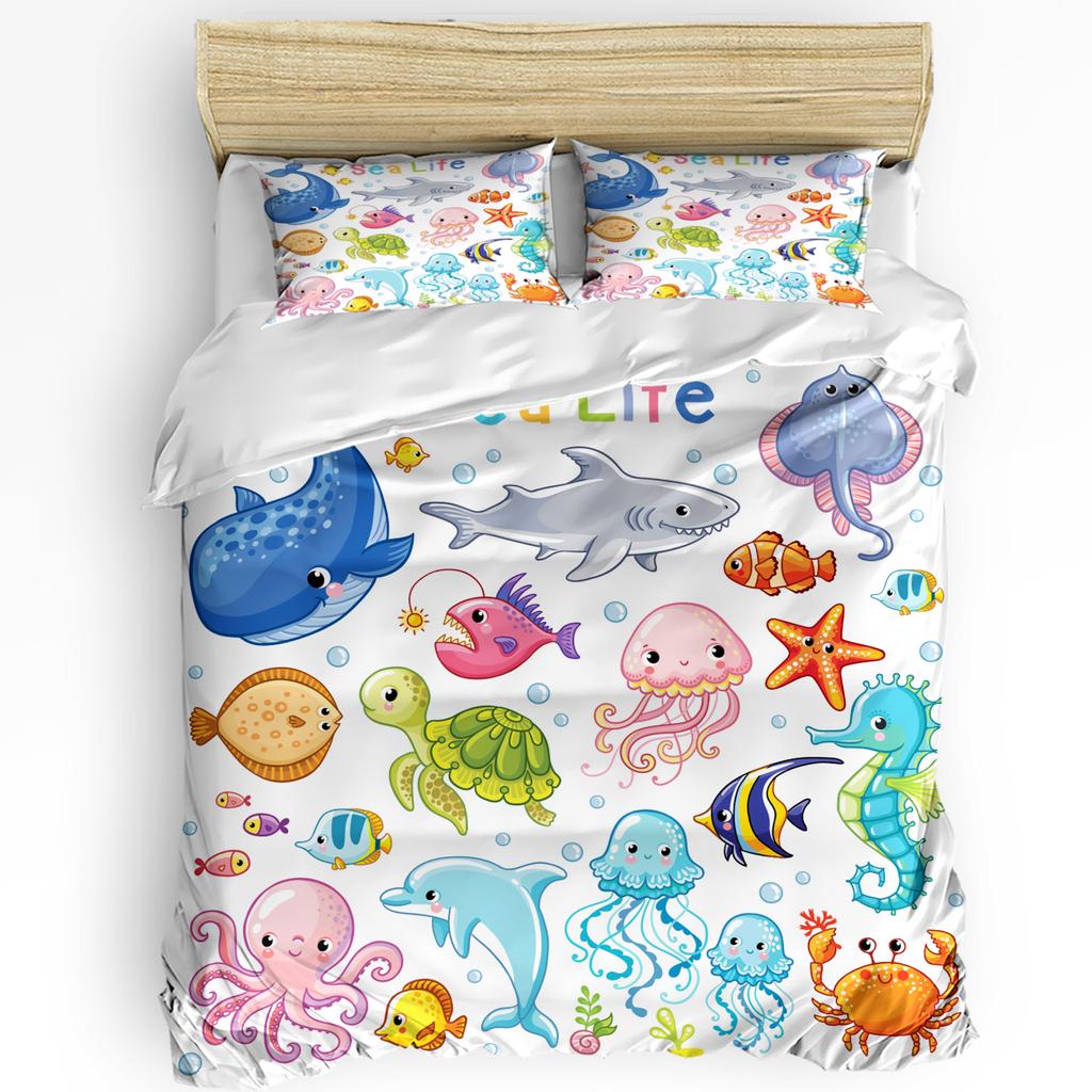 Animal Green Fish Duvet Cover Bed Bedding Set For Double Home Textile Quilt Cover Pillowcases Bedroom Bedding Set (No Sheet)