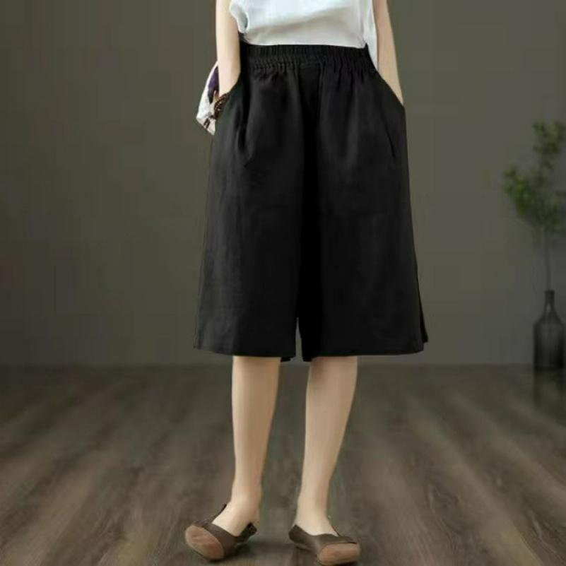 Cotton and Linen Five-point Pants Shorts Women's Summer Thin Loose and Thin Casual Pants Straight Wide-leg Pants