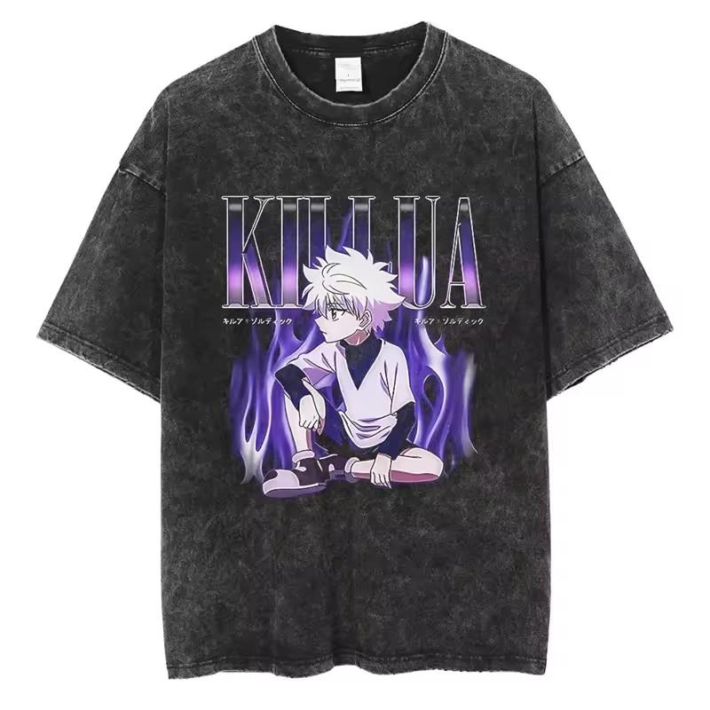 Killua Zoldyck Hunter X Hunter Manga Graphic Tshirt Men Women Clothes Oversized Washed Cotton Tshirt Short Sleeve Tees Tops