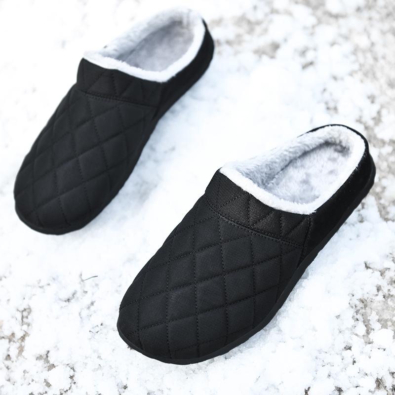 Winter Men Slippers Cotton Plus Fur Shoes Women Snow Outdoor Warm Fur Sneakers Non-slip Warm Furry  Footwear Thick Platform Winter Slides