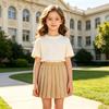 Girls Pleated Skirt with Elastic Waist and Built-in Shorts for School and Daily Wear