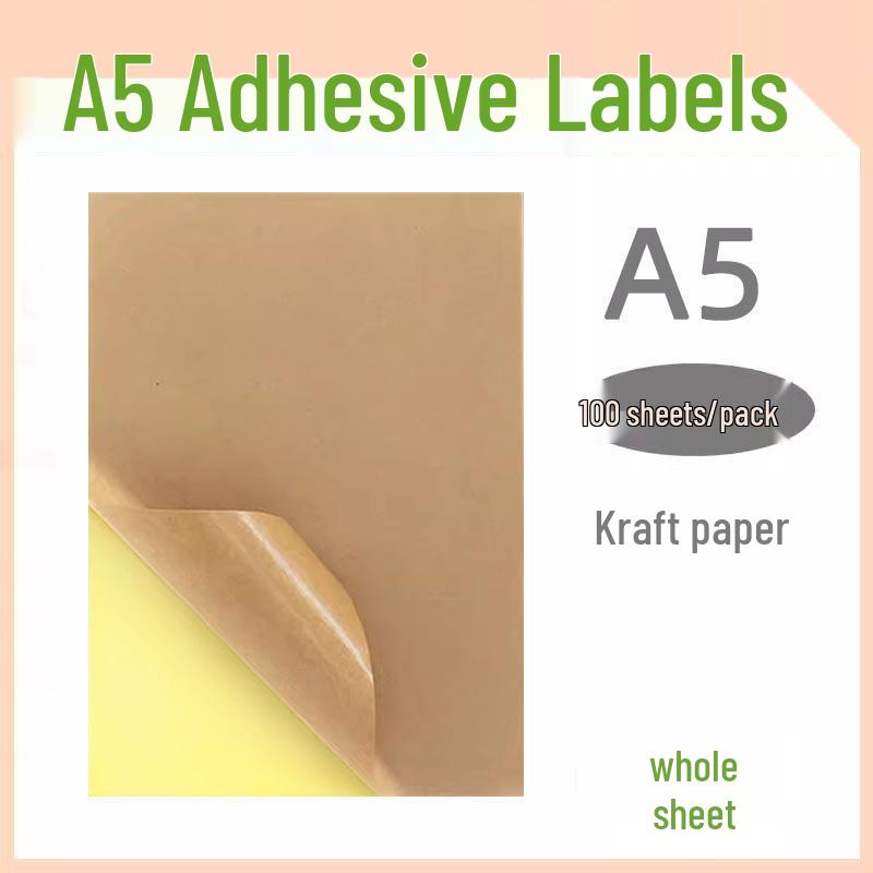 A4 Sticker Printing Paper with Pre-Cut Adhesive Labels, 100 Sheets/Pack