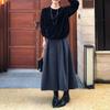 Pre-sale Women's Dark Gray Wool High-Waisted Wide-Leg Pants – Loose, Slimming, Casual Straight Skirt Style