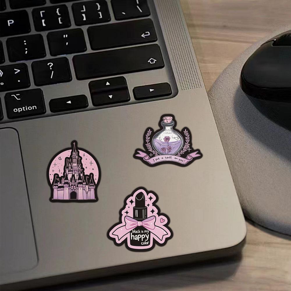 50 Creative Black Pink Gothic Retro Stickers for Phone Cases and DIY Decorations
