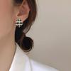 S925 Silver Needle Black & White Geometric Square Chessboard Earrings for Women – Elegant, High-End Design