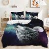 Wolf Dreamcatcher Feathers Floral Colorful Animal Print Duvet Quilt Cover Set