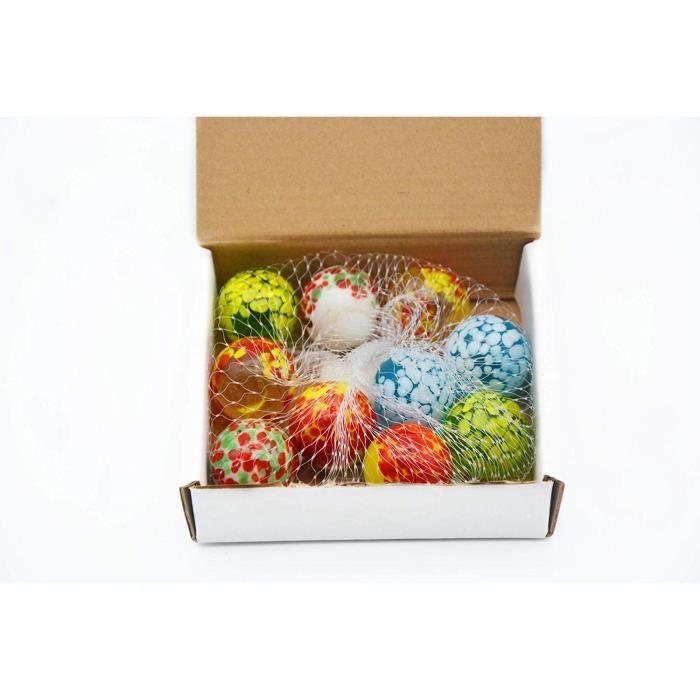 Lot de 10 billes en verre ARSUK - Billes Pépite 25mm pour jeu de plein air