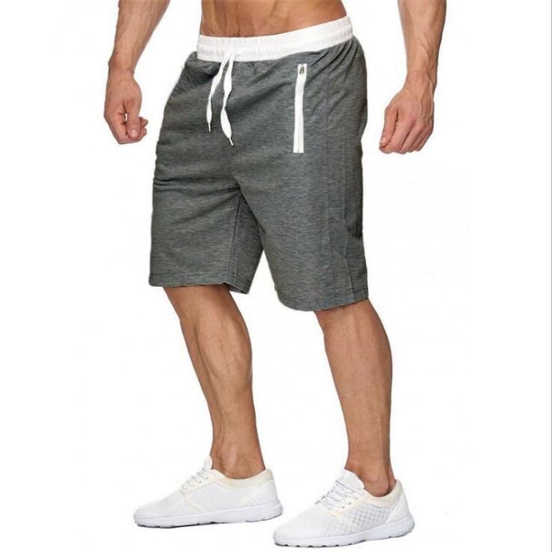 Mens Summer Thin Sports Pocket Solid Drawstring Board Trunk Beach Short Pants Shorts Zippered Pocket Loose Sweatpants
