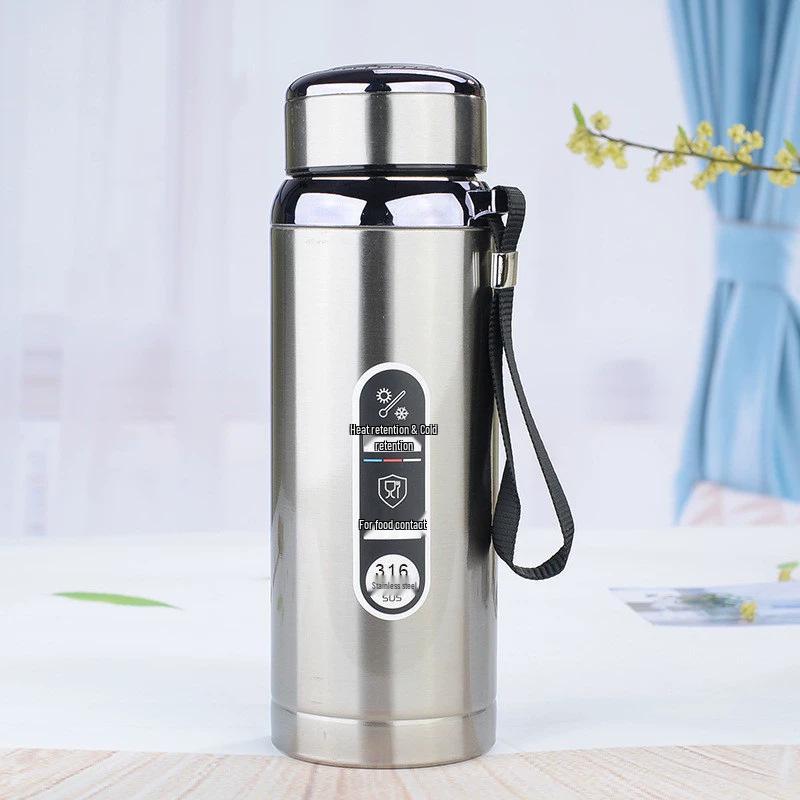 316 Stainless Steel Large Capacity Outdoor Sports Thermos Cup with Portable Lanyard