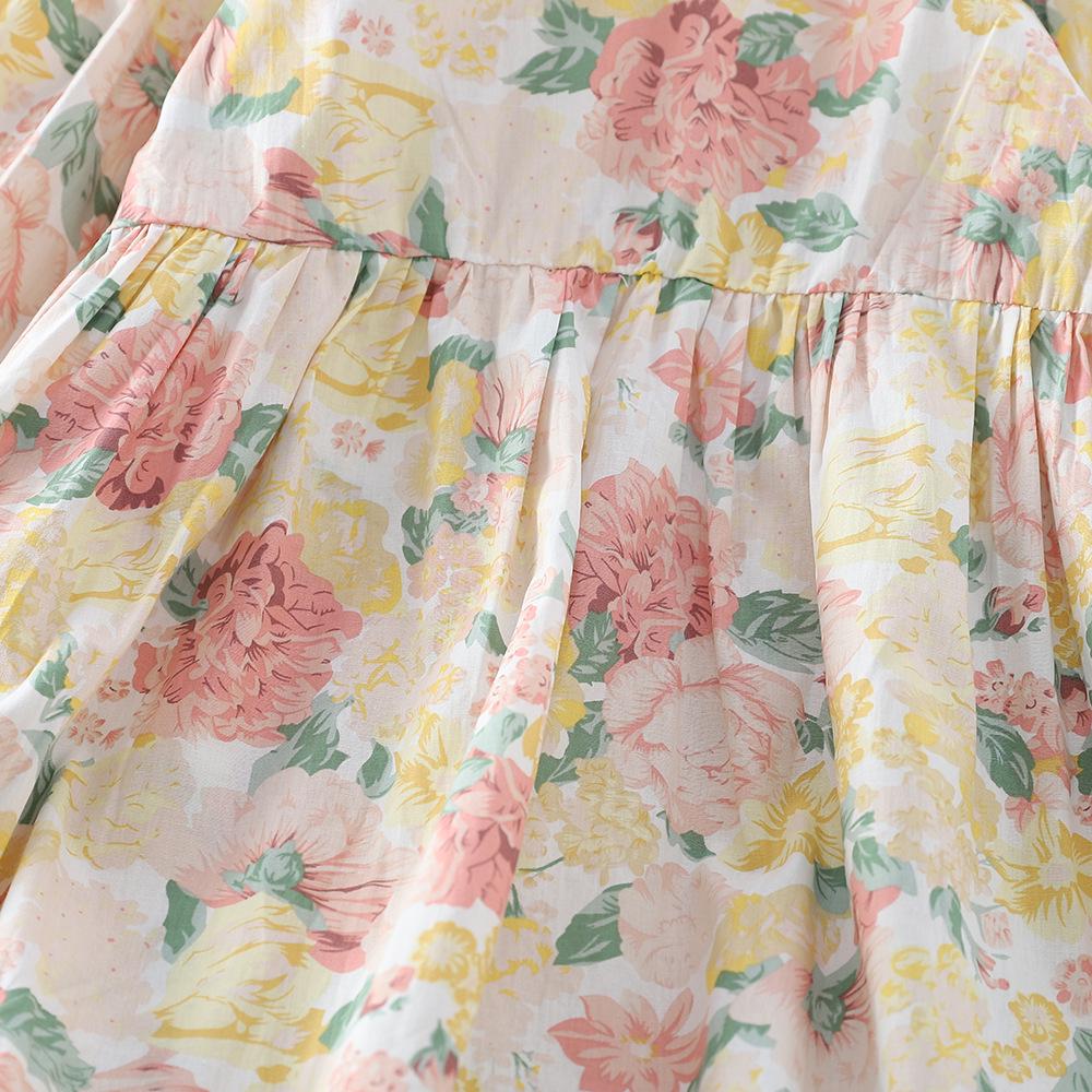 Korean Style Girls' Retro Lace Princess Dress - Elegant Long Sleeve Birthday Dress