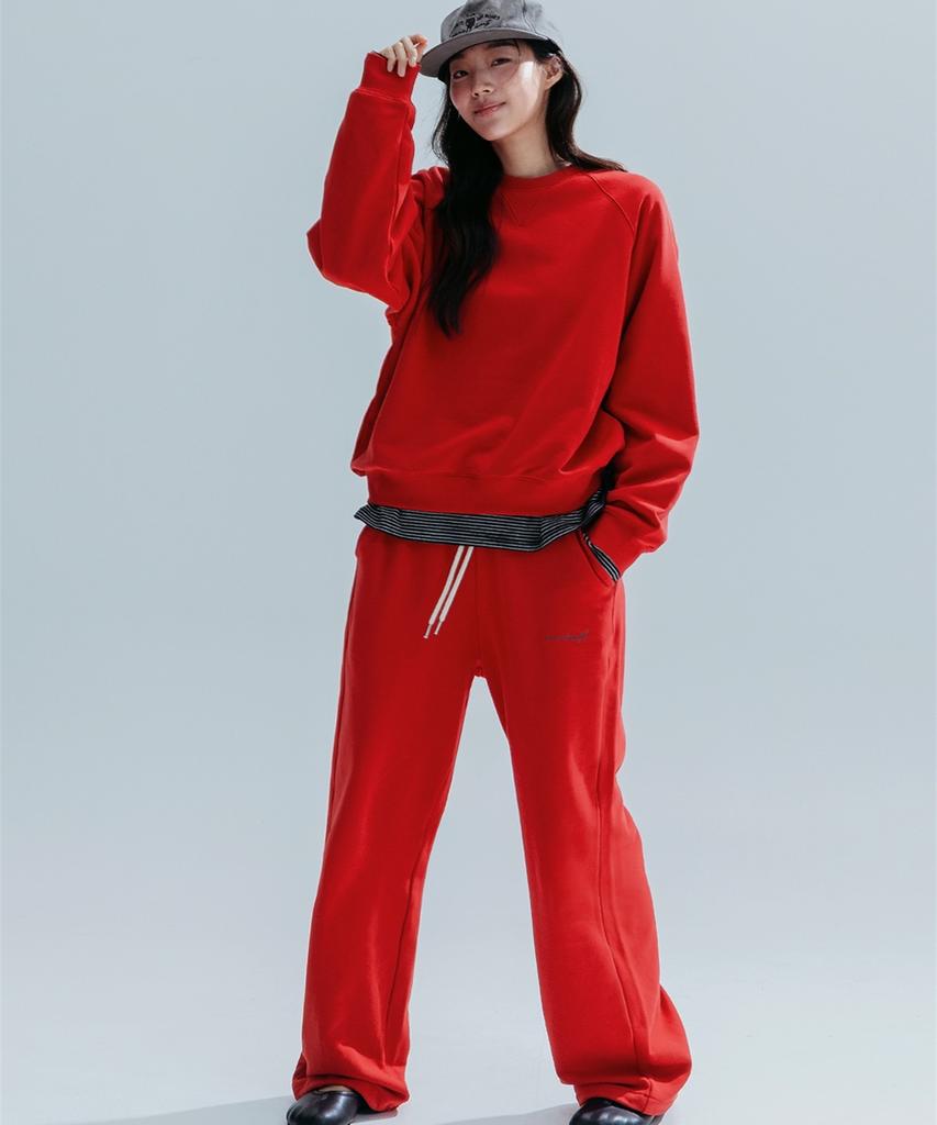 ANNEHEARTS Wide String 2Ways Sweatpants_Red